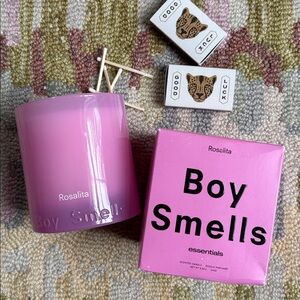HTF Boy Smells Rosalita Tangerine Rose White Leather Boxed Candle NWT